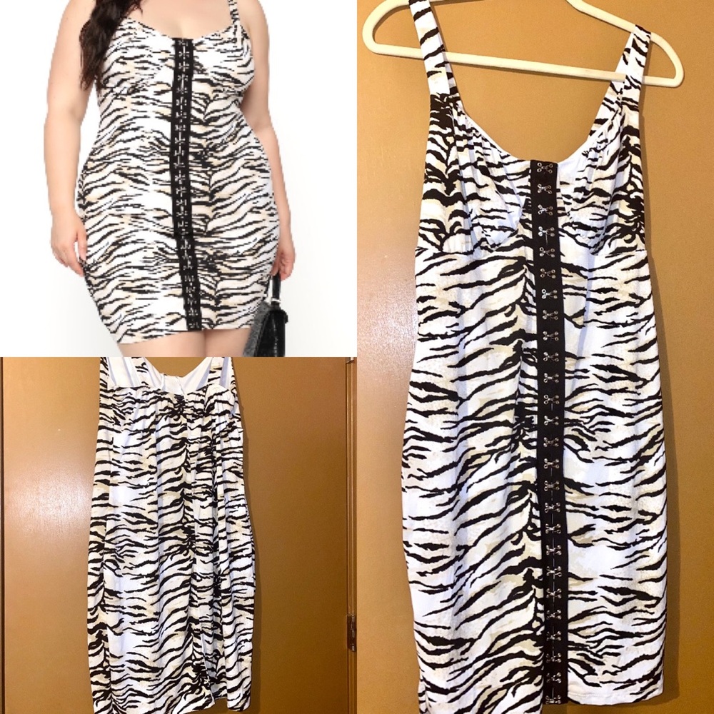 Zebra Eyelet Bodycon Dress